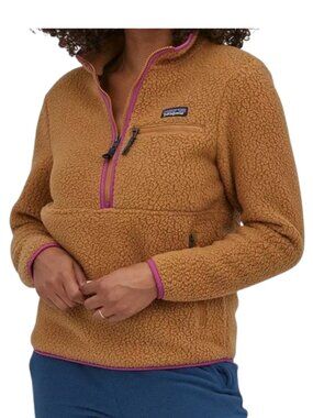 NWT Patagonia Retro Pile Marsupial Half Zip Pullover XL Brown Pink
